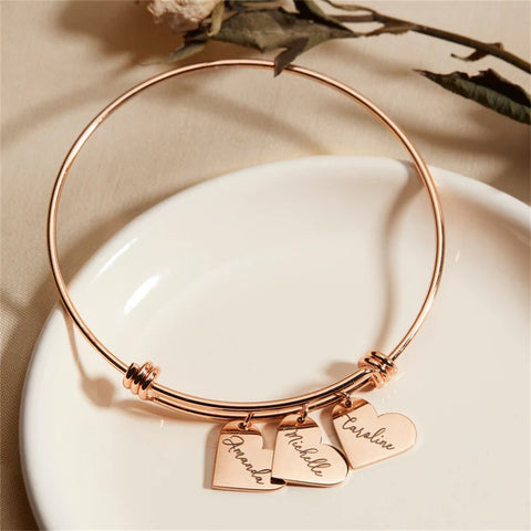 Caroline Heart Charm Name Bangle