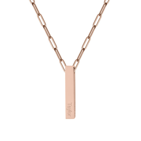 Vertical Name Bar Paperclip Necklace