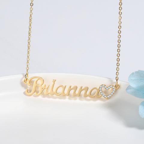 Brianna Crystal Heart Name Necklace