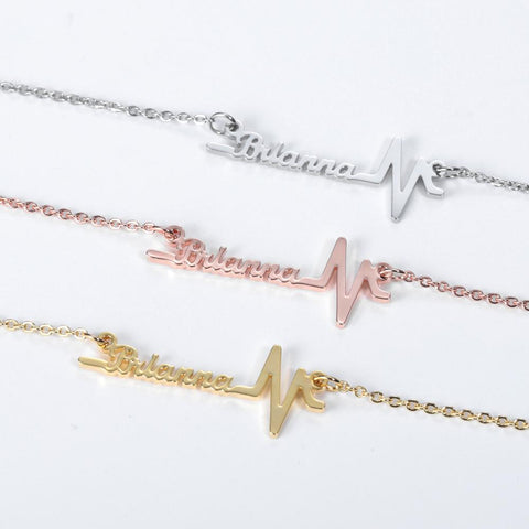 Brianna Heartbeat Name Necklace