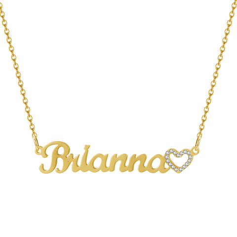 Brianna Crystal Heart Name Necklace