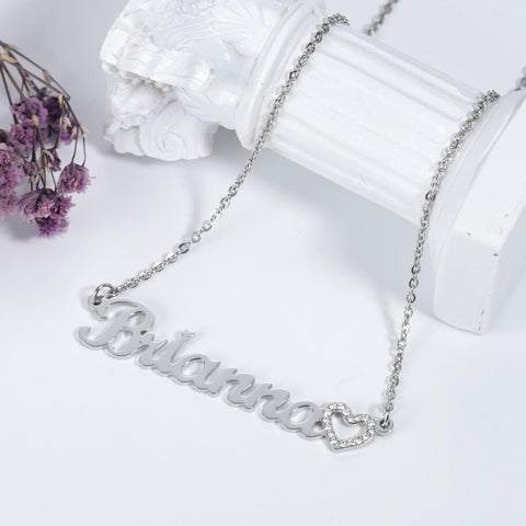 Brianna Crystal Heart Name Necklace