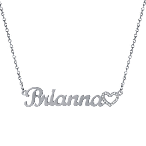 Brianna Crystal Heart Name Necklace