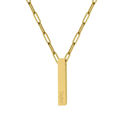 Vertical Name Bar Paperclip Necklace