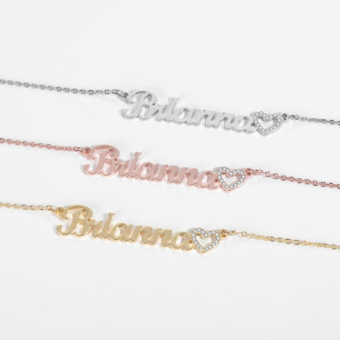 Brianna Crystal Heart Name Necklace