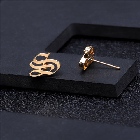 Old English Initial Stud Earrings