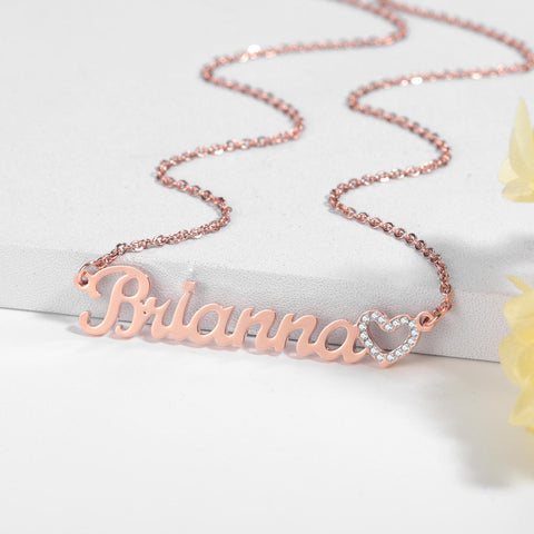 Brianna Crystal Heart Name Necklace