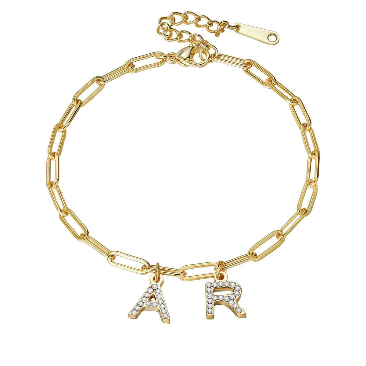 Paperclip Initial Charm Bracelet