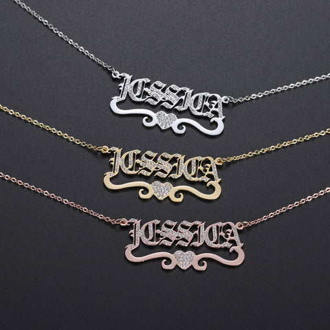 Jessica Vintage Nameplate Necklace