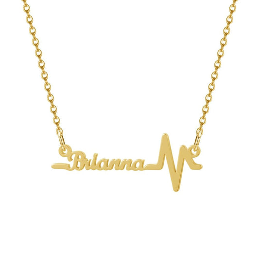 Brianna Heartbeat Name Necklace