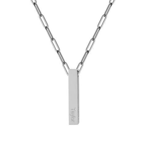 Vertical Name Bar Paperclip Necklace