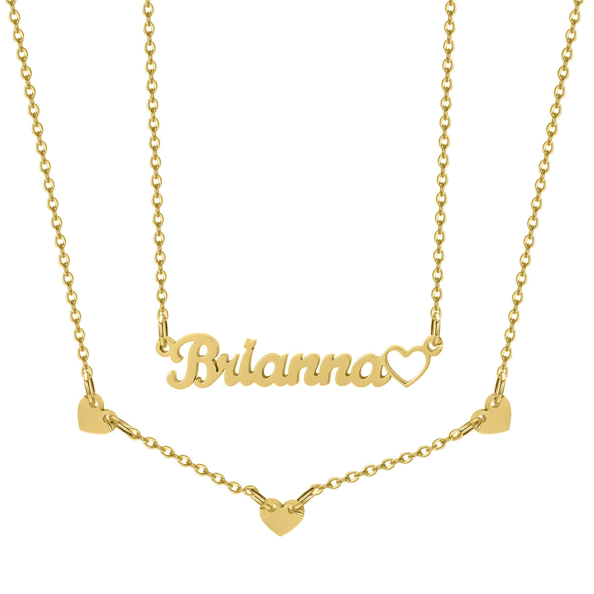 Brianna Heart Charm Layered Name Necklace