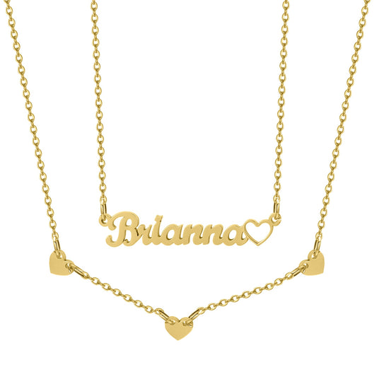 Brianna Heart Charm Layered Name Necklace