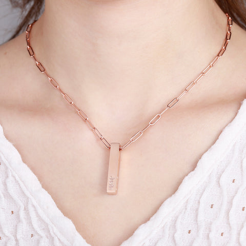 Vertical Name Bar Paperclip Necklace