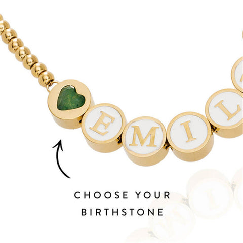 Beaded Birthstone Name Bracelet