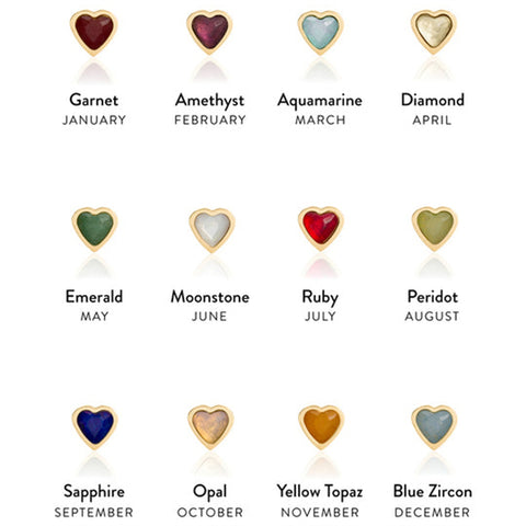 Olivia Heart Charm Birthstone Name Necklace