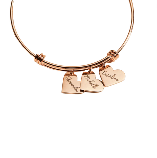 Caroline Heart Charm Name Bangle