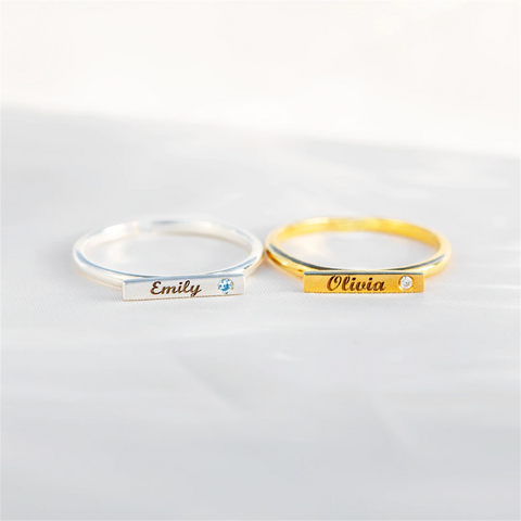 Emily Birthstone Name Ring