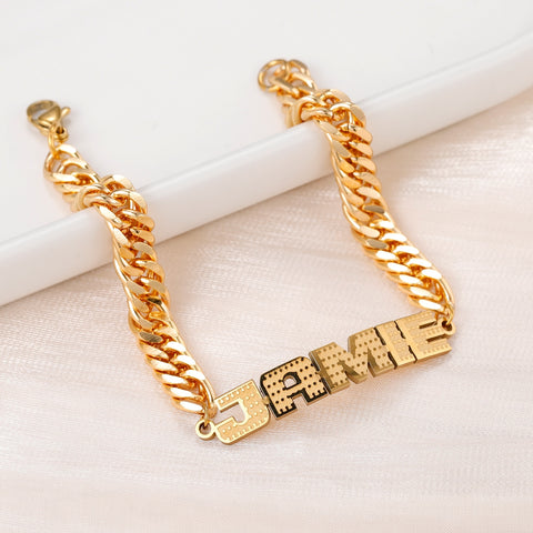 Jamie Cuban Link Name Bracelet