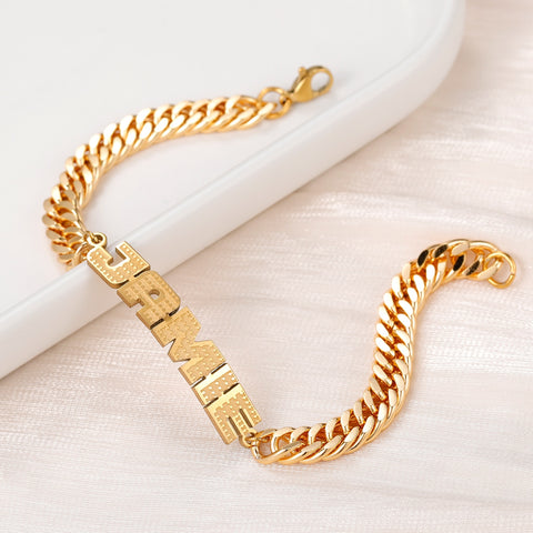 Jamie Cuban Link Name Bracelet