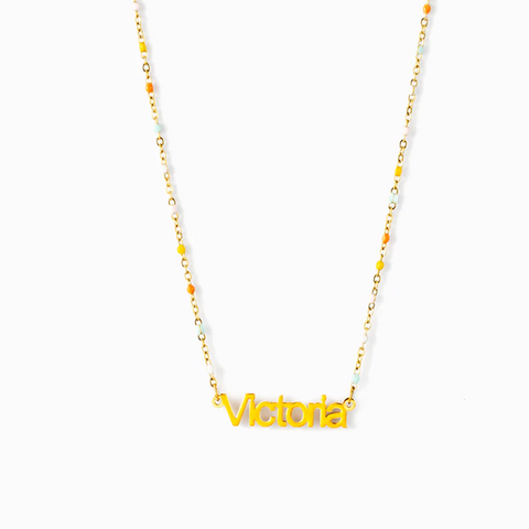 Victoria Enamel Name Necklace With Message Card