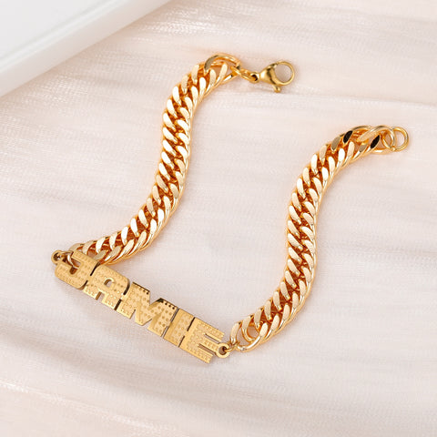 Jamie Cuban Link Name Bracelet