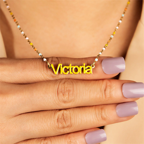 Victoria Enamel Name Necklace With Message Card