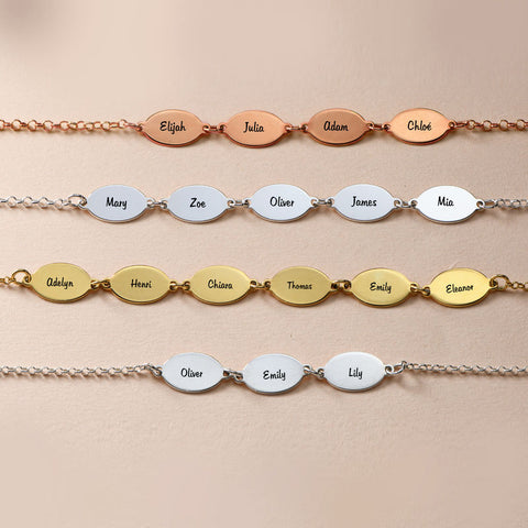 Oval Charm Multi-Name Bracelet