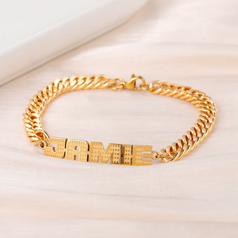 Jamie Cuban Link Name Bracelet